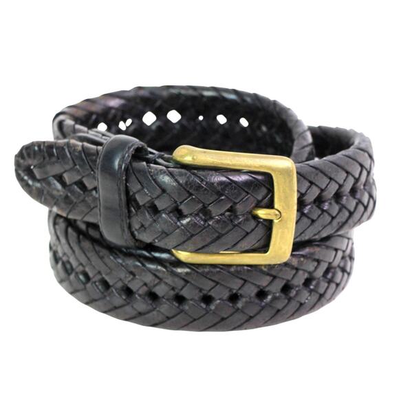 DOCKERS BRAIDED BLACK GENUINE LEATHER 1 1/8" Wd CASUAL MEN'S BELT Sz 42/105 (t49 - Picture 6 of 13